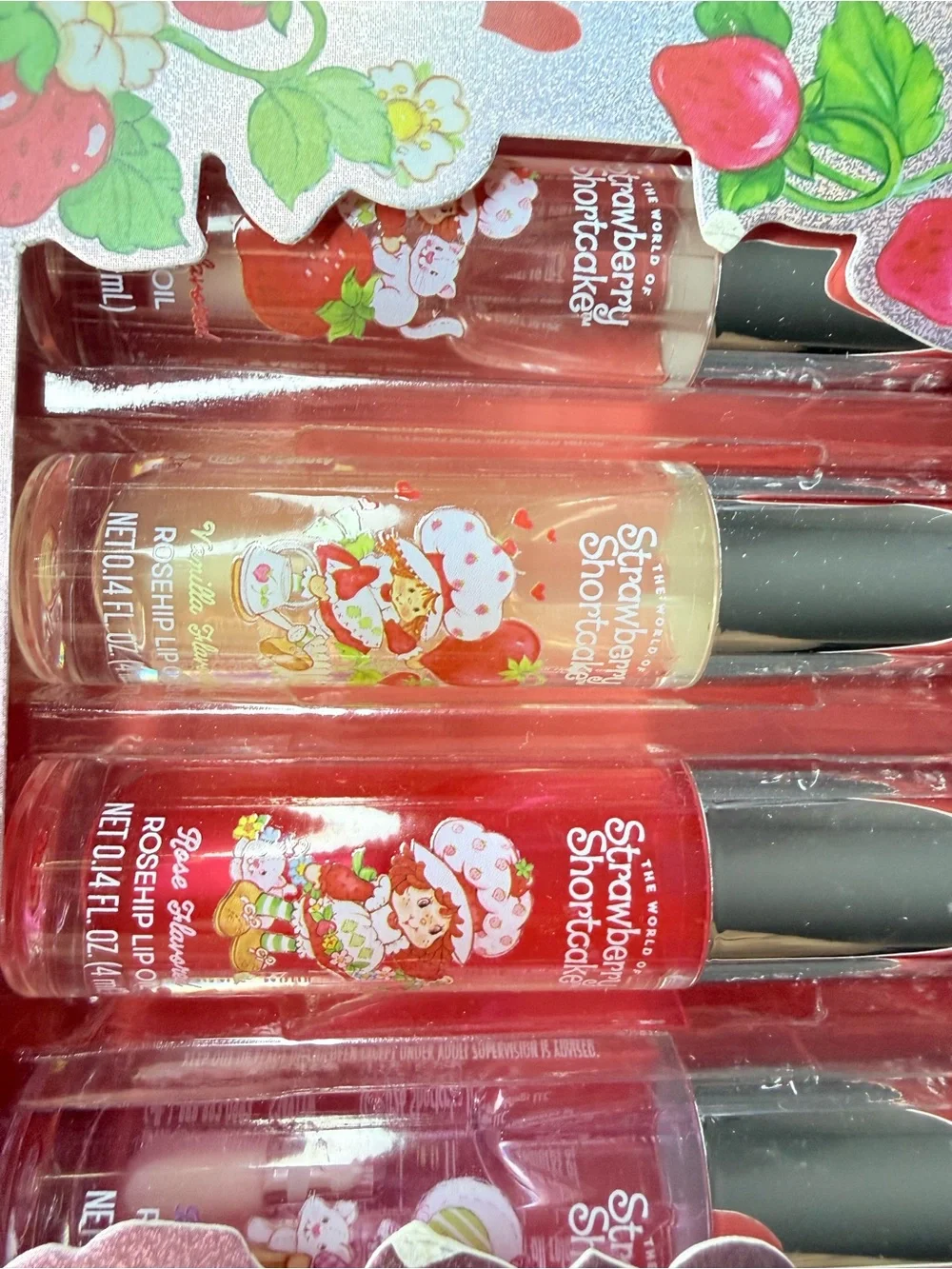 Nwt strawberry shortcake rosehip lip oil set 4 pack